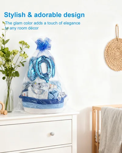Vista 9 de Juego de 22 cestas de regalo para bebé, regalos de baby shower de 0 a 12 meses Premium Baby Shower Gifts for Boys: Newborn Essentials Set in Woven