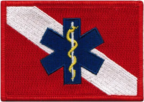 Vista 18 de Parche bordado de 100 inmersiones para buceo, emblema de bandera de buceo, recuerdo