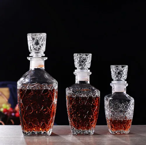 Vista 9 de Anso Decantador de cristal de cristal para whisky, dispensador de botellas, licor, vino, vodka, alcohol (8.5 fl oz)