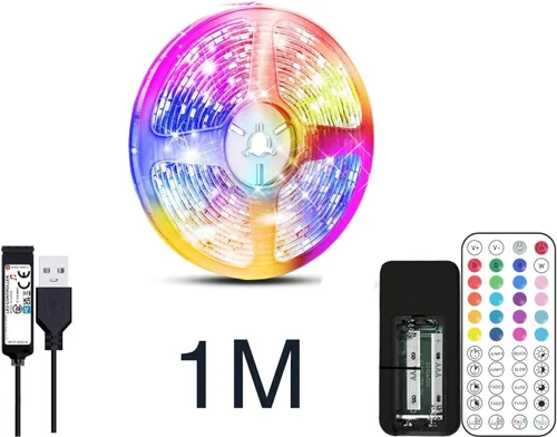 Vista 2 de NBBUFF 1M Bedroom LED Strip Lights, Smart APP and Remote Control, Music Sync Color Change, Timing, USB Powered, Cuttable, for Bedroom Room Wall