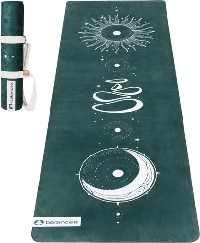 Vista 11 de Tapete de yoga con correa de 5 mm antideslizante de gamuza y TPE - Tapete ecológico para fitness y ejercicio para gimnasio en casa, pilates, yoga