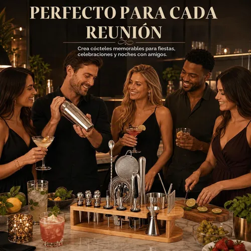Vista 8 de Semderm Juego de Coctelera Mixología Kit de Barman con Soporte de Bambú Kit de Cóctel de 26 Piezas con Todas las Herramientas Esenciales de Bar