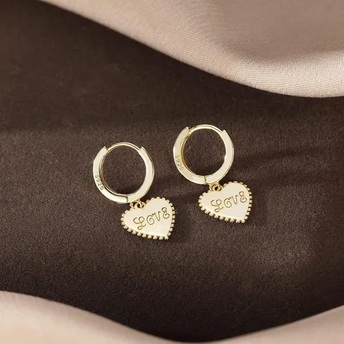 Vista 5 de SLUYNZ Stering - Aretes de aro pequeños con forma de corazón de plata para mujer