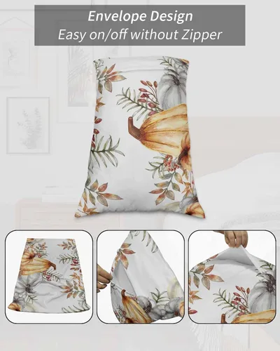 Vista 7 de Fundas de almohada de Acción de Gracias, tamaño Queen, 2 paquetes de fundas de almohada suaves para sofá, sofá de cuerpo largo, funda de cojín