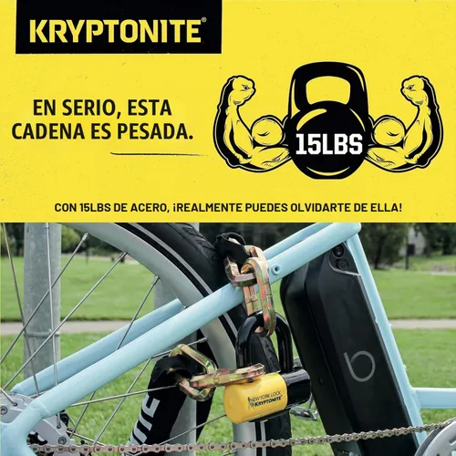 Vista 2 de Kryptonite Cadena New York Fahgettaboudit 1415 y candado New York Disc