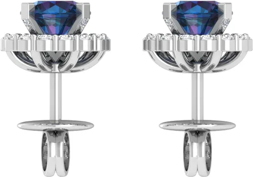 Vista 4 de TRUTH JEWELS INC Aretes tipo dormilona con halo de diamante natural de 15 qt en plata de ley 925 para mujer Caja de regalo de joyería fina incluida