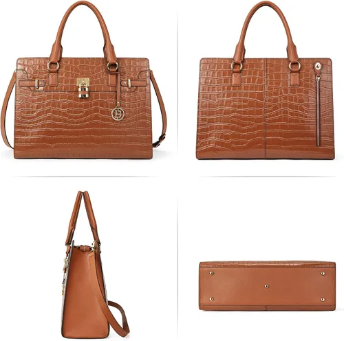 Vista 7 de BOSTANTEN Maletín para mujer 15.6 pulgadas cuero portátil bolsa vintage delgada abogada bolsa de negocios elegante bolso de trabajo