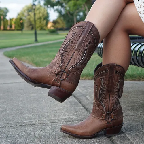 Vista 7 de Soto Boots Botas vaqueras de arnés para mujer, botas vaqueras de cuero genuino, botas de vaquero hechas a mano para las mujeres M50039