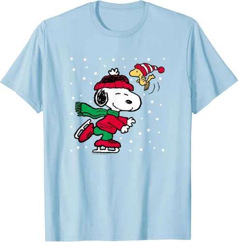 Vista 2 de Peanuts - Camiseta de patinaje sobre hielo de Navidad Snoopy, Azul Patchwork, S