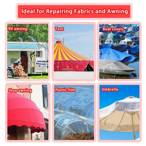 Vista 4 de Birllaid Cinta de reparación de toldo RV de 39 pies para carpa, cubiertas de barcos, cinta de reparación de vela, impermeable, resistente
