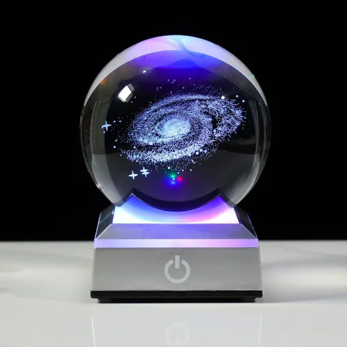 Vista 9 de Bola de cristal 3D grabada con colibrí en 3D con base LED colorida, esfera de vidrio de 8 cm, ideas para decoración del hogar y regalos para amigos