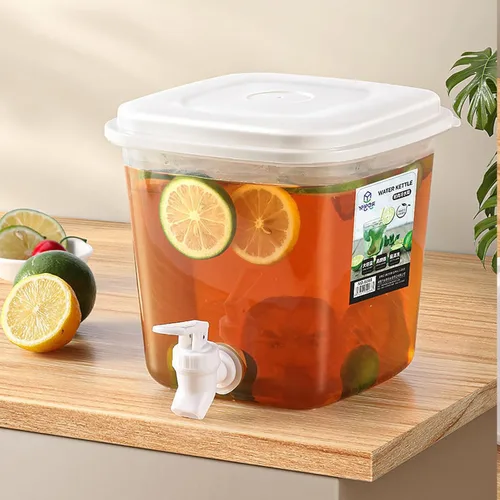 Vista 2 de Dispensador de bebidas de plástico de gran capacidad, dispensador de bebidas de 3,5 L, dispensador duradero, refrigerador, cubo de bebidas, uso