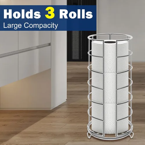Vista 5 de NearMoon soporte organizador de papel higiénico, soporte independiente para 3 rollos de almacenamiento de tisú, accesorio de baño de metal, soporte