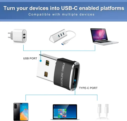 Vista 3 de Adaptador USB a USB C, 4 paquetes para iPhone de carga rápida, transferencia y conversión OTG tipo C. USBC a A compatible con iPhone 17/16/15 Plus