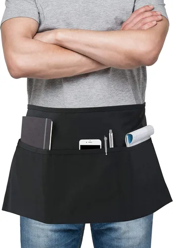 Vista 5 de Utopia Wear Delantal de cintura de 3 bolsillos paquete de 4 delantal corto para camarera de servidor para hombres y mujeres cocina restaurante