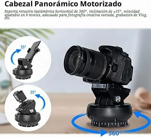 Vista 3 de Cabezal de trípode para cámara electrónica 2.4G, cabezal de trípode panorámico motorizado + rotación de 360° + inclinación ±35° + control remoto