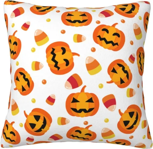 Vista 2 de Fundas de almohada de otoño de 20 x 20 pulgadas con hojas de eucalipto y calabazas, funda de almohada decorativa para otoño, granja, cosecha, Hojas