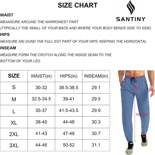Vista 7 de SANTINY Pantalones deportivos ligeros para hombre, pantalones deportivos para correr, pantalones cónicos para hombre con bolsillos con cremallera