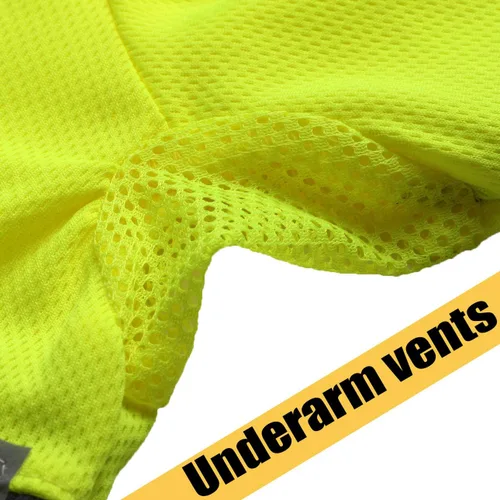 Vista 4 de ANSI Clase 2 Hi Vis Camisas amarillo azul marino de manga larga reflectante Polo camisa de trabajo de seguridad para construcción hombres y mujeres