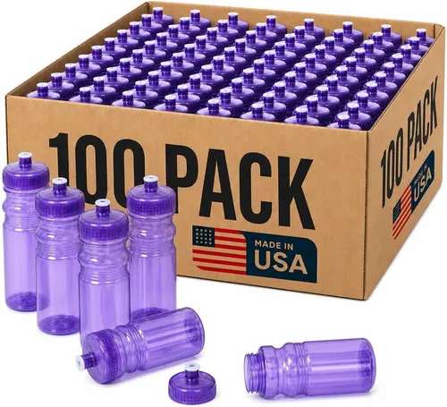 Vista 11 de Rolling Sands Botellas de agua reutilizables a granel, paquete de 100 botellas de agua deportivas de 24 onzas, fabricadas en Estados Unidos, sin Rojo