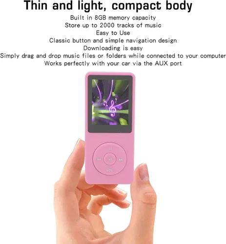 Vista 8 de Reproductor de MP3 de 8 GB, reproductor de música portátil con Bluetooth, radio FM, pantalla de 1.8 pulgadas, soporta 64 GB de almacenamiento