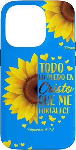 Vista 17 de Cristiano Español Regalo Mujeres Religioso Versículo de la Biblia Girasol Funda para iPhone 17