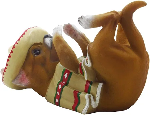Vista 4 de South of The Border Chihuahua - Soporte para botella de vino, escultura para estatuas decorativas de bares mexicanos y del suroeste y decoración