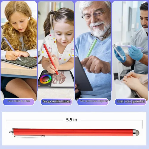 Vista 5 de Lápiz capacitivo extralargo para pantallas táctiles [5 puntas de malla de fibra] compatibles con iPad, iPhone, Android, tablet, laptop, Chromebook
