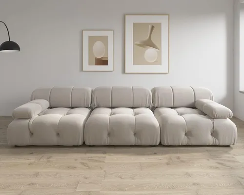 Vista 4 de JACH Sofá modular convertible de 104 pulgadas, sofás minimalistas de terciopelo de mediados de siglo, sofá ancho de 3 asientos moderno de lujo