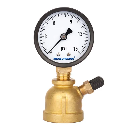 Vista 11 de MEASUREMAN 2" Ensamblaje de medidor de presión de gas de latón forjado, conexión FNPT de 3/4", 0-30psi, precisión +/-3-2-3%