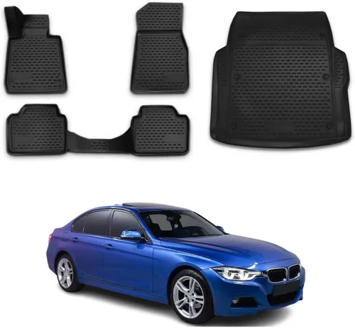 Vista 17 de OMAC Alfombrillas para BMW Serie 3, E46, E90, E91, E92, alfombrillas de coche para todo tipo de clima, 3D, ajuste personalizado, alfombrilla de goma
