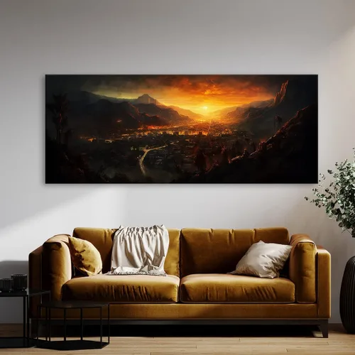 Vista 2 de Sense Canvas Arte en lienzo de la ciudad de Los Ángeles 1, decoración del hogar, póster impreso, pintura pequeña de 20 x 8 / 0.75 pulgadas