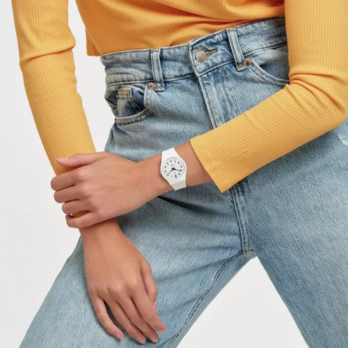 Vista 3 de Swatch Gent BIOSOURCED JUST Reloj de cuarzo suave blanco, Blanco, Reloj de cuarzo