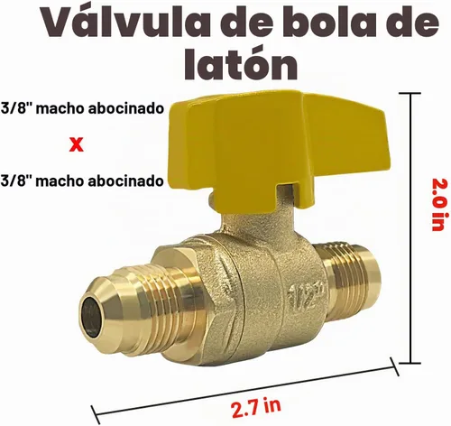 Vista 2 de Extensión de manguera de propano trenzada de alta presión de 12 pies con acoplamiento de conversión de brida de 3/8" a NPT hembra de 1/2", NPT macho