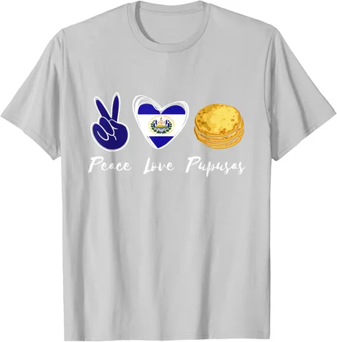 Vista 72 de Pupusas Lover Love Peace El Salvadaor Camiseta Comida Salvadoreña