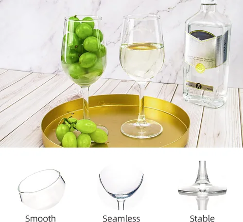 Vista 3 de Juego de 8 copas de vino tinto y blanco de 12 onzas, transparentes, aptas para lavavajillas