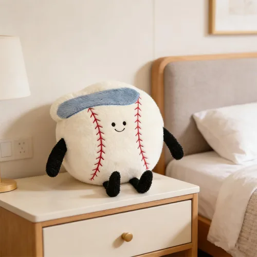 Vista 6 de Linda Almohada de Béisbol Suave Animal de Peluche de Béisbol Almohadas Deportivas, 17.7" Regalos de Juguete de Peluche Únicos para Adolescentes