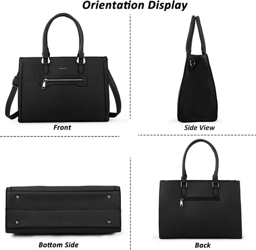 Vista 6 de TANTOMI Structured Satchel Purses for Women, Medium Vegan Leather Top Handle Handbag with Pockets, Classy Work Bag for Ladies