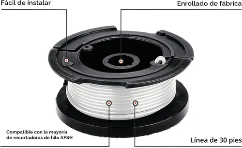 Vista 2 de Bobina de repuesto para recortadora Black+Decker, autoalimentación de 30 pies, 0.065 pulgadas, paquete de 2 (AF-100-2)