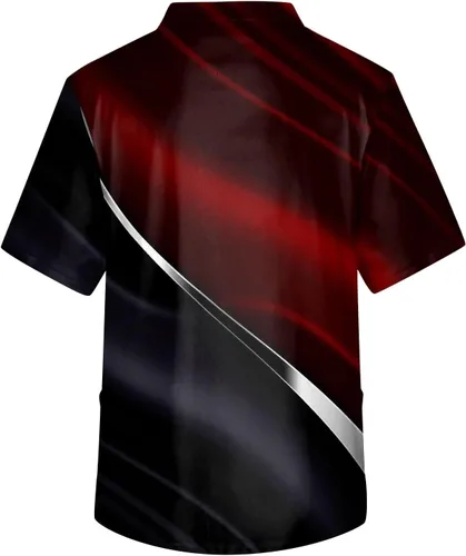 Vista 3 de Camiseta de manga corta estampada para hombre con cuello en V y bolsillo S-5XL