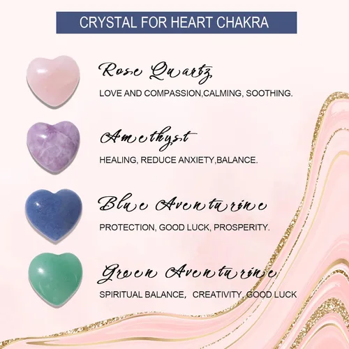 Vista 3 de Raicegs Heart Shaped Crystals and Healing Stones 7 Chakra Crystal Necklace 0.8 inch Heart Gemstones Natural Stones Necklaces for Women Spiritual