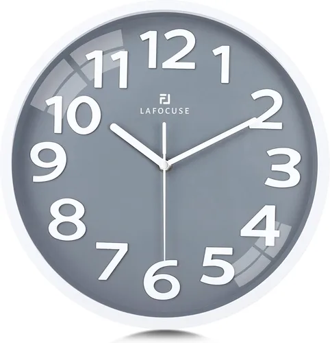 Vista 10 de Lafocuse Reloj de pared azul con números 3D de 12 pulgadas para decoración de sala de estar, moderno reloj de pared de cocina funciona