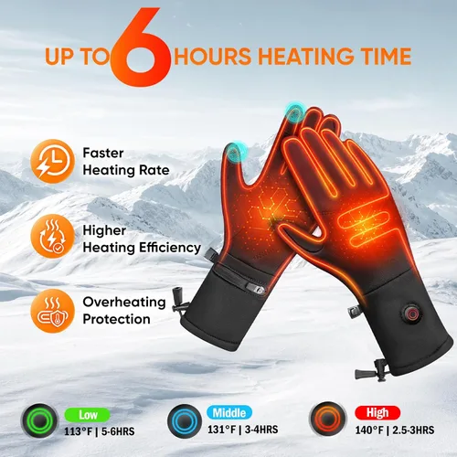 Vista 2 de Guantes térmicos recargables para mujeres y hombres