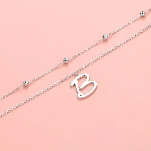 Vista 4 de Initials Anklet for Women S925 Sterling Silver Adjustable Foot Ankle Bracelet with Letter