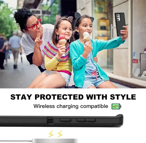 Vista 6 de AICase Funda para Galaxy S22 Ultra con protector de pantalla, protección contra caídas, resistente, a prueba de golpes y polvo, 3 capas, resistente