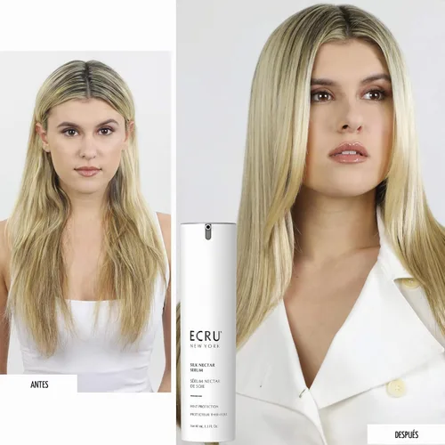 Vista 6 de ECRU NEW YORK Serum de néctar de seda 1.3oz Protección contra el calor, añade brillo, ayuda a domar el encrespamiento, suero ligero, apto para viajes