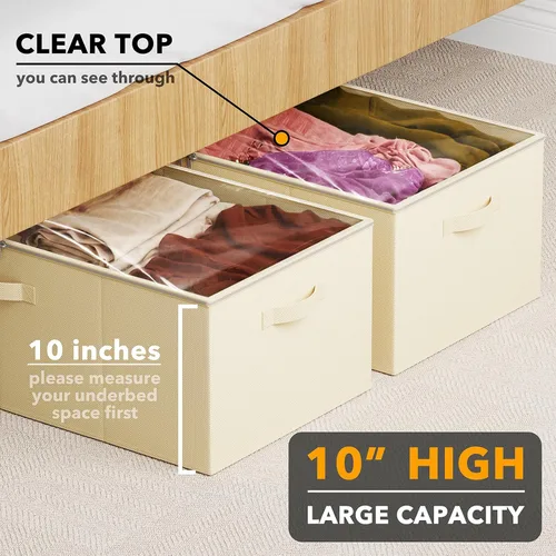 Vista 2 de SpaceAid Paquete de 2 Contenedores de Almacenamiento Debajo de la Cama de 10" de Alto, Organizadores Grandes de Almacenamiento Debajo de la Cama