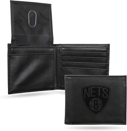 Vista 50 de Rico Industries - Cartera de diseño delgado con grabado láser de la NBA, cartera con grabado láser estilo billetera - Gran regalo Negro