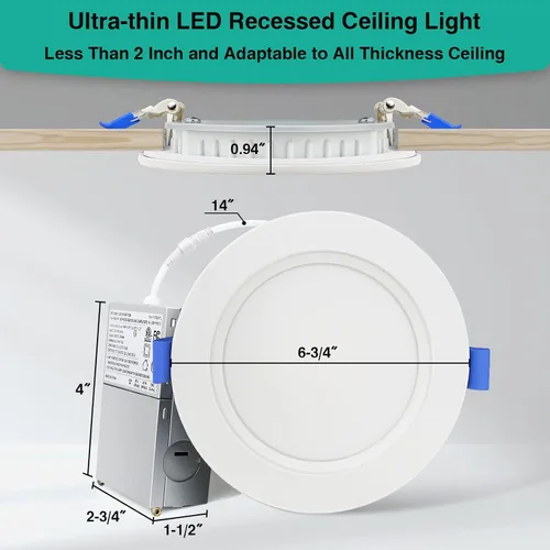 Vista 8 de Paquete de 4 luces LED empotrables de techo de 6 pulgadas, 1800 lm, 16 W = 200 W, 5CCT 5000 K/4000 K/3500 K/3000 K/2700 K seleccionables