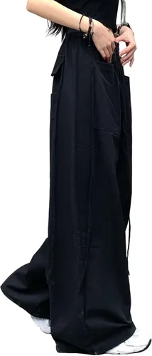 Vista 5 de Hewlshawn Pantalones de mujer holgados góticos de pierna ancha estilo cargo casual Y2k Harajuku Streetwear sueltos punk